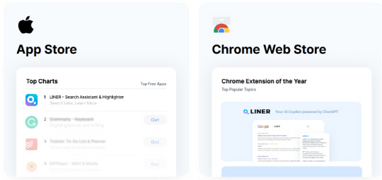 라이너가 해외 앱스토 '앱 순위(Top chart)' 1위를 한 모습. 라이너 제공